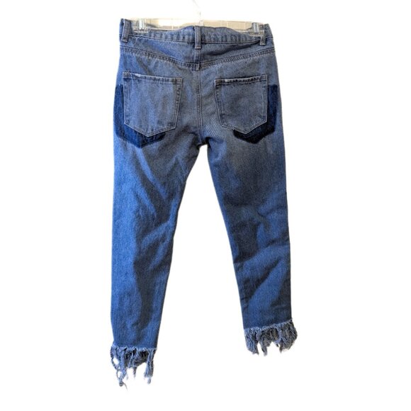 Distressed Boot Cut Denim Jeans Cotton Blend High Waisted Medium Wash Size 26 - Picture 5 of 7